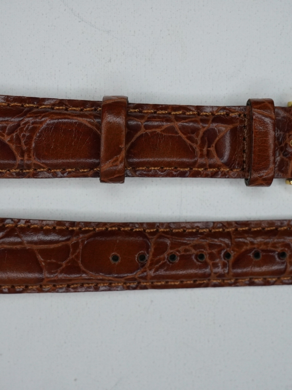 Original Seiko CALF-Z18 18mm Brown Crocodile-Embossed Leather Strap Buckle
